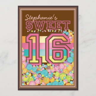 Bonbon 16 sechzehn Süßigkeits-Sammlung in rosa Einladung