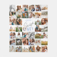 Bonbon 1. Geburtstag Multi Foto Fleece bl