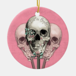 Bonbon als Süßigkeits-Lutscherschädel im Rosa Keramikornament
