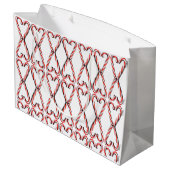 Bonbon Heart Red und White Print Geschenkbeutel Große Geschenktüte (Rückseite Schrägansicht)
