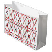 Bonbon Heart Red und White Print Geschenkbeutel Große Geschenktüte (Vorderseite Schrägansicht)