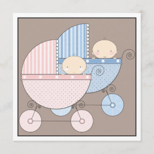 Bonbon paart die zwei Wagen-Babyparty-Einladung Einladung