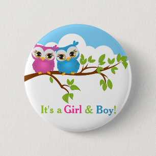 Bonbon paart Eulen-Jungen-Mädchen-Baby-Knopf Button