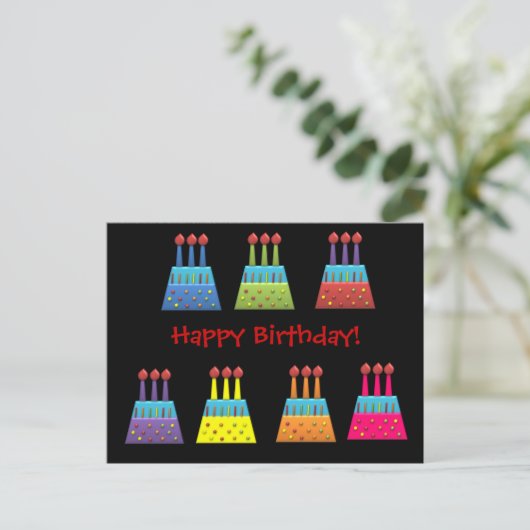 BonBon Party Rainbow Birthday Cakes Postkarte (Stehend Vorderseite)