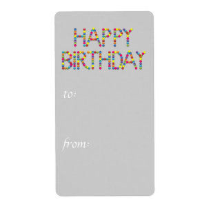 BonBon Party Rainbow Happy Birthday Gift Tag