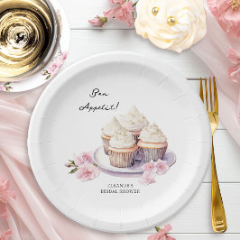 Bonbonappetit Cupcakes und rosa Blume Pappteller