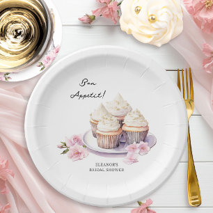 Bonbonappetit Cupcakes und rosa Blume Pappteller