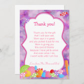 Bonbonbonbonbonbony Lila Pink Dankeskarte (Vorne/Hinten)