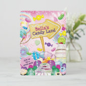 Bonbonland Sweetie Geburtstagsparty Einladung (Stehend Vorderseite)