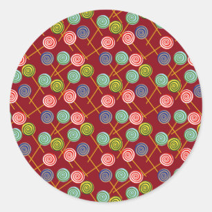 Bonbonmuster Lollenmuster Lollipop 10 Runder Aufkleber