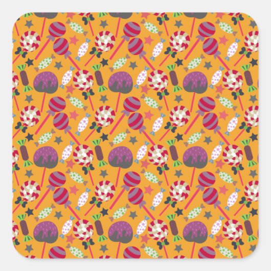 Bonbonmuster | Lollenmuster | Lollipop 23 Quadratischer Aufkleber (Vorderseite)
