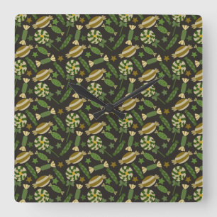 Bonbonmuster   Lollenmuster   Lollipop 44 Quadratische Wanduhr