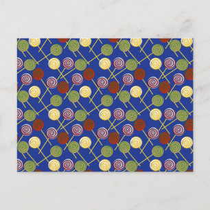 Bonbonmuster Lollenmuster Lollipop 4 Postkarte