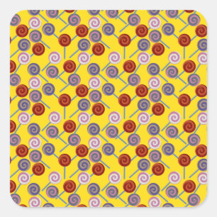 Bonbonmuster Lollenmuster Lollipop 50 Quadratischer Aufkleber