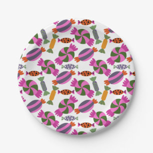Bonbonmuster Lollenmuster Lollipop 6 Pappteller