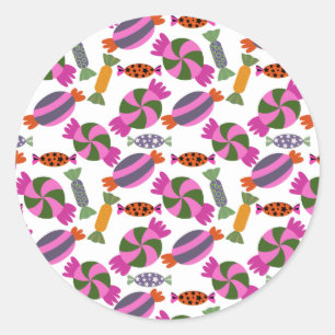 Bonbonmuster   Lollenmuster   Lollipop 6 Runder Aufkleber