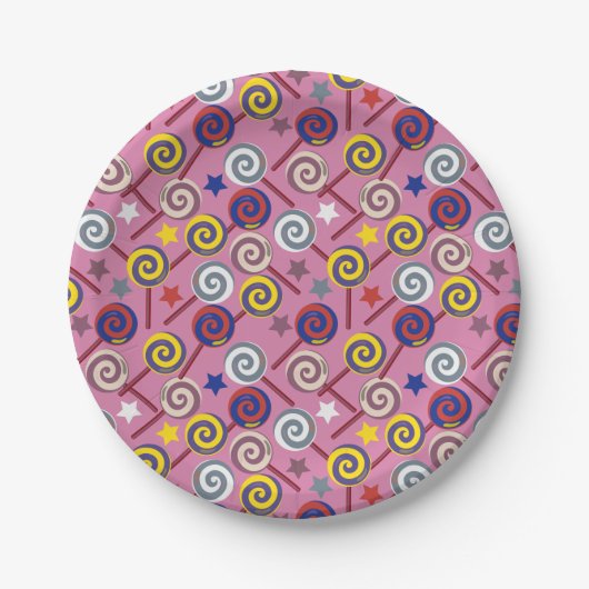 Bonbonmuster | Lollenmuster | Lollipop 7 Pappteller (Vorderseite)