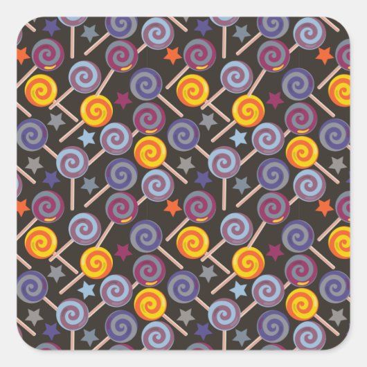 Bonbonmuster | Lollenmuster | Lollipop 9 Quadratischer Aufkleber (Vorderseite)