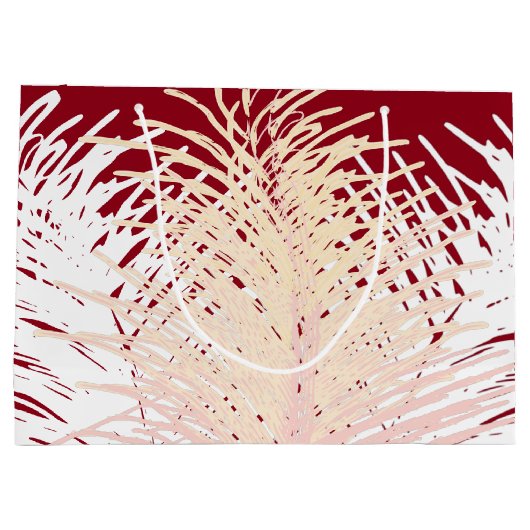 Bonbonrot Blassgelber Pfirsichpfirsich Weiße Feder Große Geschenktüte (Rückseite)