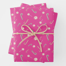 Bonbons auf Rosa Geschenkpapier Set