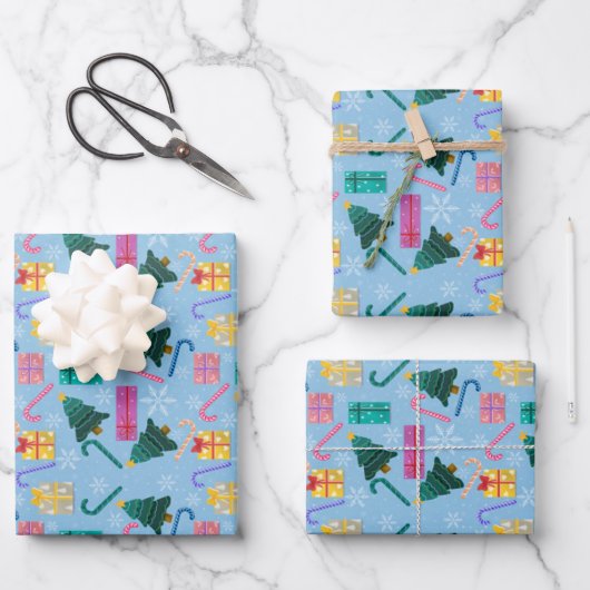 Bonbons, Bäume und Geschenkpapier Set (Vorderseite)