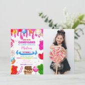 Bonbons Foto Einladung (Stehend Vorderseite)