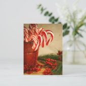 Bonbons in roter Dose mit Beeren Postkarte (Stehend Vorderseite)