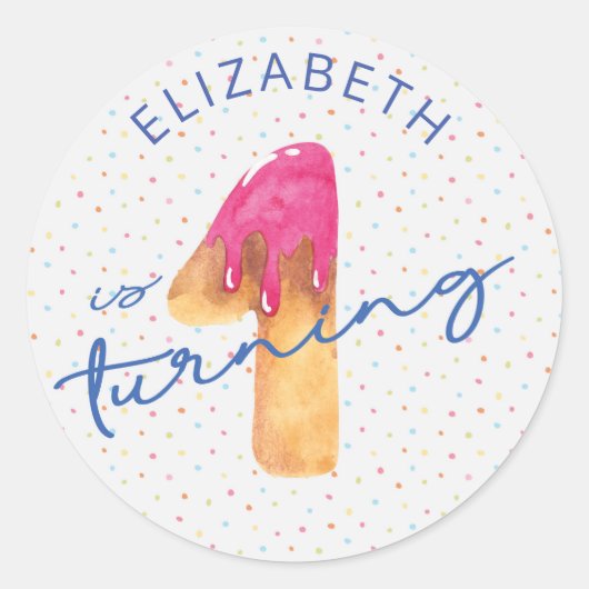 Bonbonsprinklen, Erstgeburtstag Runder Aufkleber (Vorderseite)