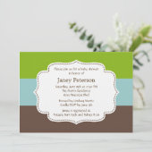 Bonbonstreifen Babydusche Einladung (Stehend Vorderseite)