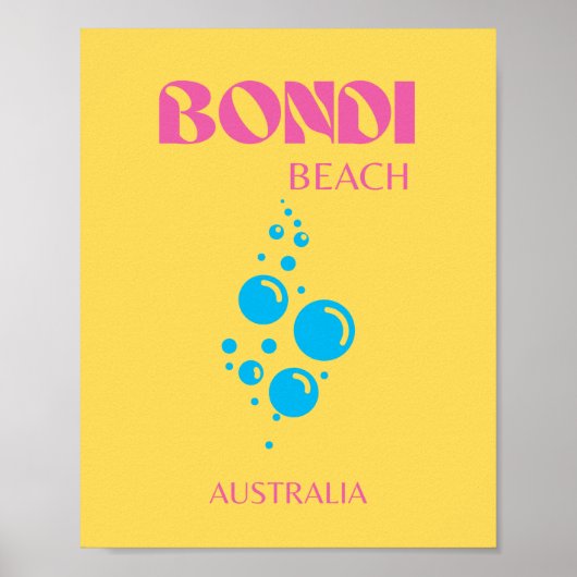Bondi Beach, Art der Reise, Preppy, Gelb, Rosa Poster (Vorne)