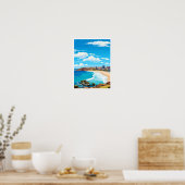Bondi Beach Australia Reisen Vintage Illustration Poster (Küche)