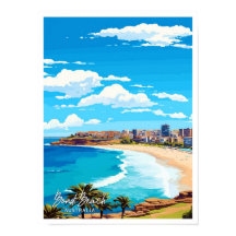 Bondi Beach Australia Reisen Vintage Illustration