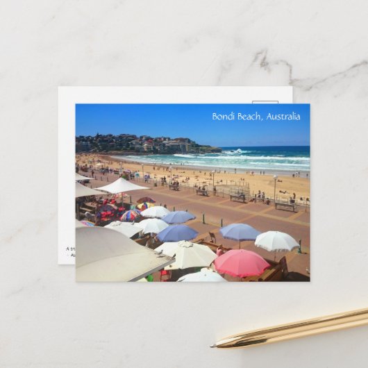 Bondi Beach, Australien, Quote Holiday Postcard Postkarte (Vorderseite/Rückseite Beispiel)