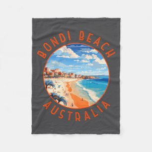 Bondi Beach Australien Reise Kunst Vintage Fleecedecke