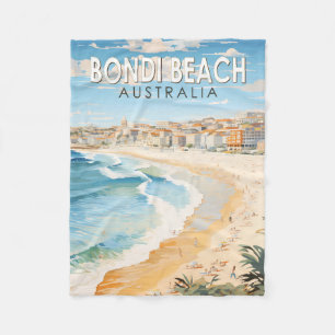 Bondi Beach Australien Reise Kunst Vintage Fleecedecke