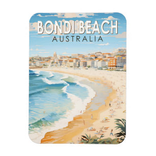 Bondi Beach Australien Reise Kunst Vintage Magnet