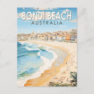Bondi Beach Australien Reise Kunst Vintage Postkarte