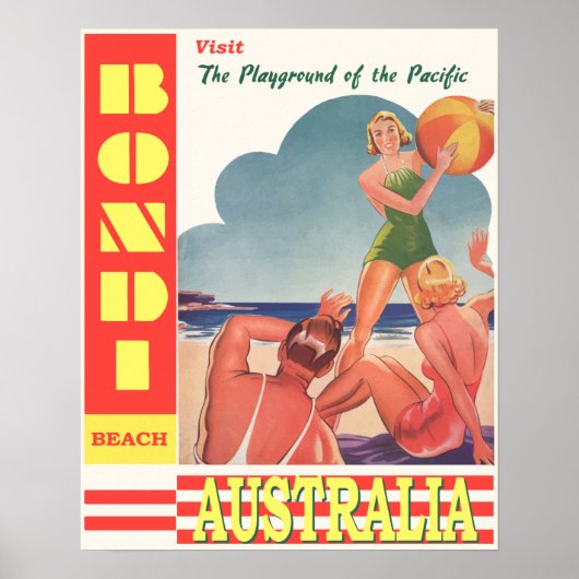 Bondi Beach Australien Retro-Reise Poster (Vorne)