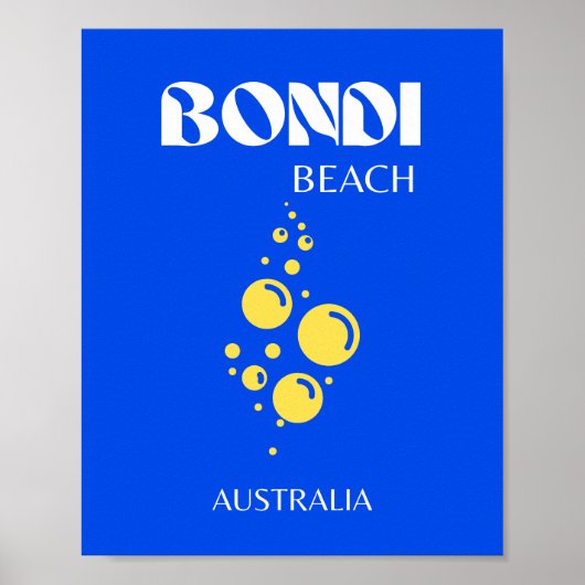 Bondi Beach, Bondi Beach Travel Art, Blue Poster (Vorne)