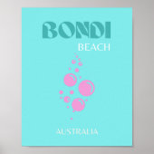 Bondi Beach, Travel Art, Blue Aqua Poster (Vorne)