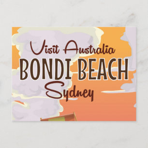 Bondi Beach Vintage Travel Poster Postkarte