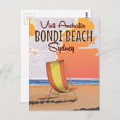 Bondi Beach Vintage Travel Poster Postkarte (Vorne/Hinten)