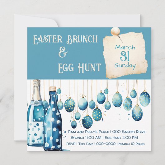 Bondi Blue Oaster Brunch und Eierjagd Einladung (Vorderseite)
