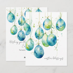 Bondi Blue und Frühlingseier Ostereier auf Gold St Feiertagskarte