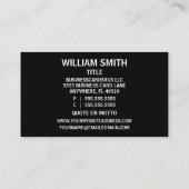 Bondsman Black Simple Business Card Visitenkarte (Rückseite)