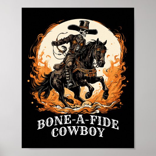 Bone-a-fide Halloween Cowboy Spooky Skeleton Rodeo Poster (Vorne)