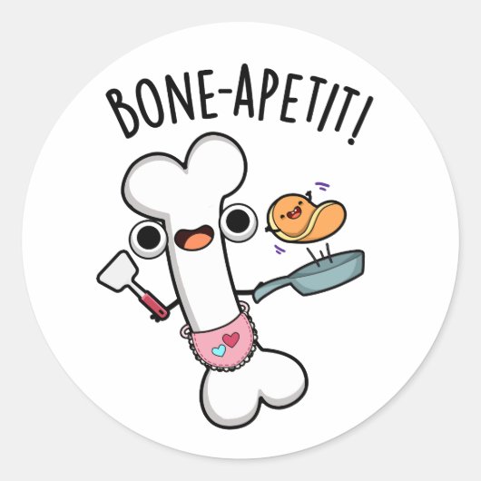 Bone Apetit Funny Cooking Pub Runder Aufkleber (Vorderseite)