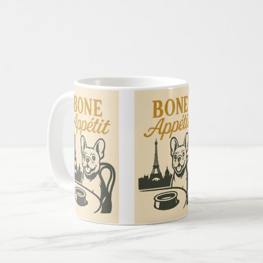 Bone Appétit French Bulldog Tasse (Vorderseite Links)