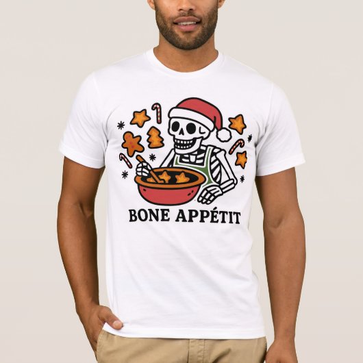 Bone Appétit: Funny Skeleton Christmas Baking T-Shirt (Vorderseite)
