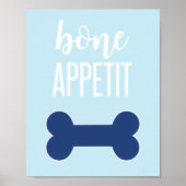 Bone Appetite Puppy Birthday Party Sign Blue Poster (Vorne)